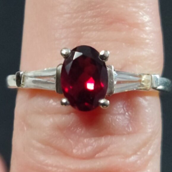 Chuck Clemency Diamond Cut Topaz and Garnet Ring size 6 S Silver 925 + 14K gold - Picture 4 of 9
